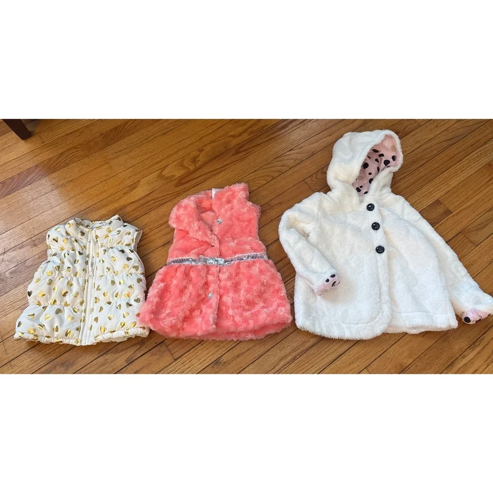Health Tex, Nanette, Girls 12,18,24 Months‎ Puffer Vest, Pink Fur Vest, Fur Coat